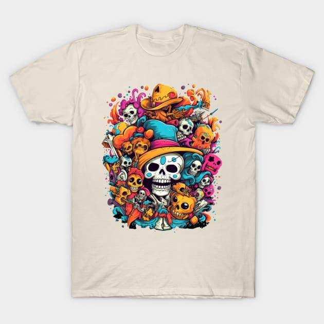 Exploring the vibrant streets of Mexico City during Dia de los Muertos T-Shirt by Pixel Poetry